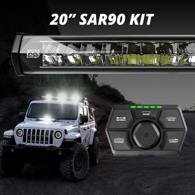 XK Glow SAR90 Light Bar Kit Emergency Search and Rescue Light System 20In Light Accessories and Wiring XKGLOW