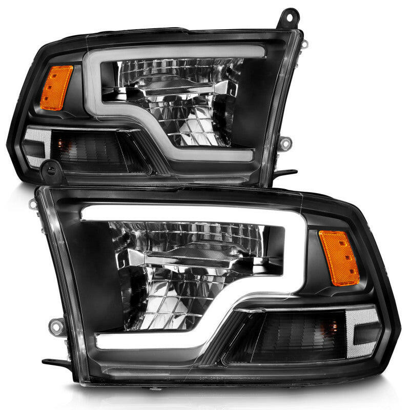 ANZO 2009-2020 Dodge Ram 1500 Full LED Square Projector Headlights w/ Chrome Housing Black Amber Headlights ANZO