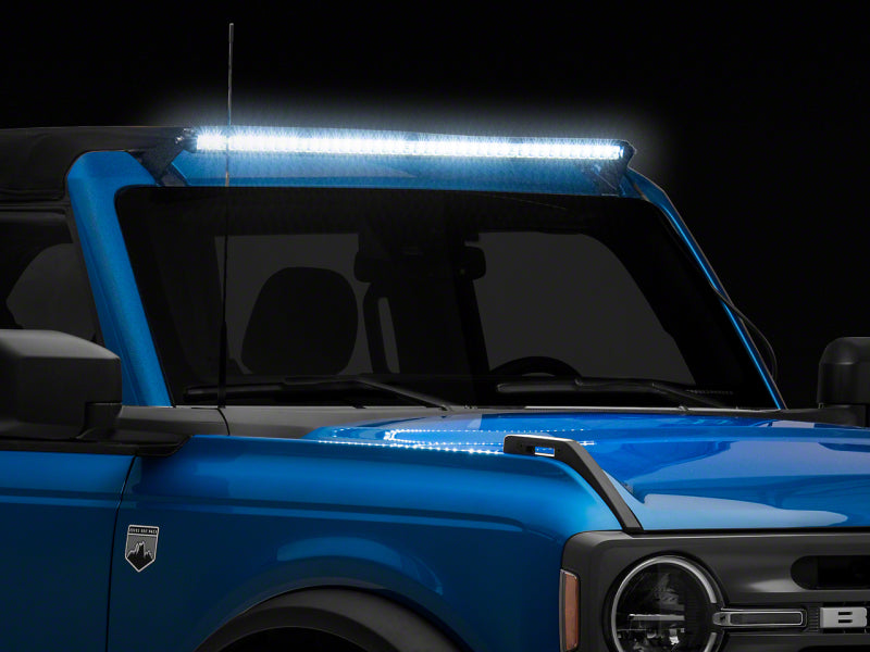 Raxiom 21-23 Bronco Axial Series 40-In 200w LED Light Bar w/ Windshield Mounting Brackets Brackets Raxiom