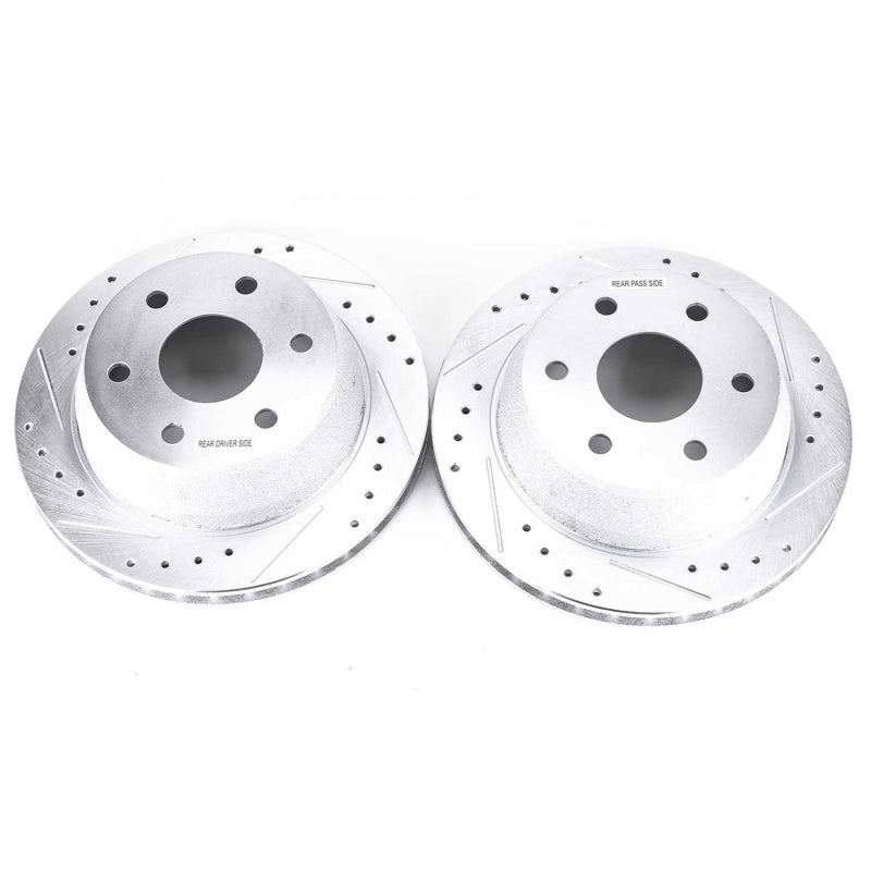 Power Stop 02-06 Cadillac Escalade Rear Evolution Drilled & Slotted Rotors - Pair Brake Rotors - Slot & Drilled PowerStop