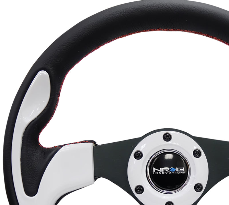 NRG Reinforced Steering Wheel (320mm) Blk w/White Trim & 4mm 3-Spoke Steering Wheels NRG