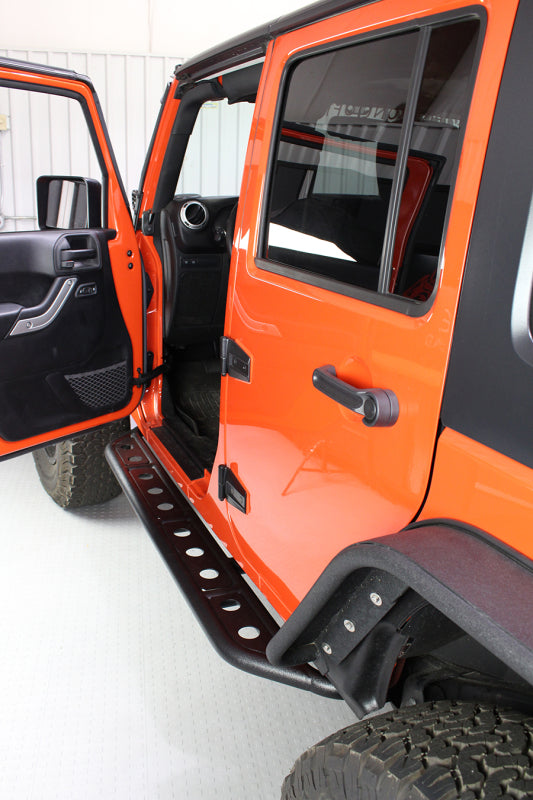 Fishbone Offroad 07-18 Jeep Wrangler JK 4 Door Steel Side Steps - Black Textured Powdercoat Side Steps Fishbone Offroad