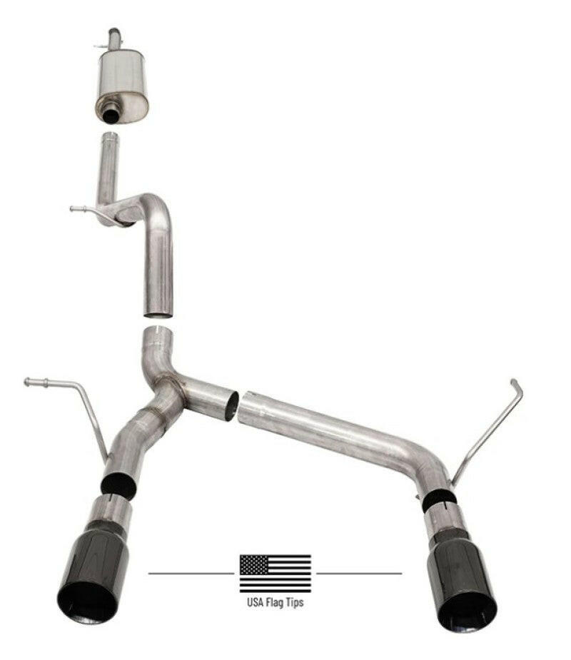Corsa 07-18 Jeep Wrangler JKU 3.6L/3.8L 2.75in Sport Cat-Back Exhaust w/ 4in American Flag BlacTips Catback CORSA Performance