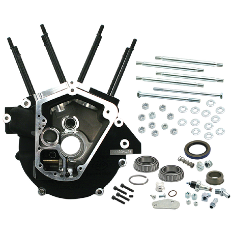 S&S Cycle 92-99 BT w/ 3-5/8 Bore Super Stock Alternator Style Crankcase - Wrinkle Black Crankshafts S&S Cycle