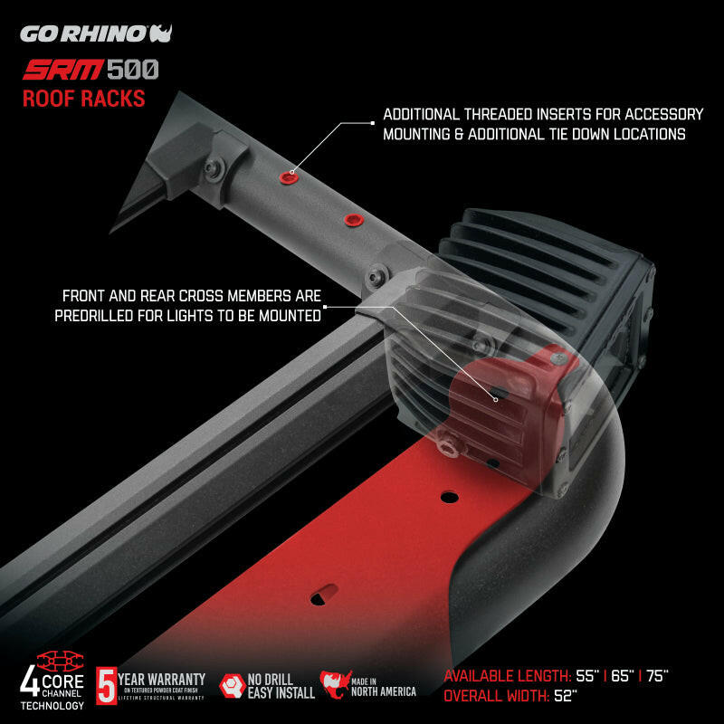 Go Rhino SRM 500 Roof Rack - 75in Roof Baskets Go Rhino