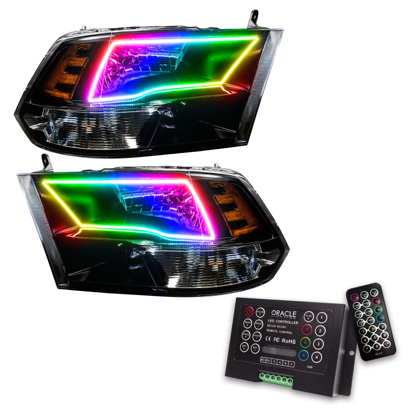 Oracle 09-17 RAM 1500 TRX Quad Pre-Assembled Headlights Blk Housing - w/ 2.0 Controller Headlights ORACLE Lighting