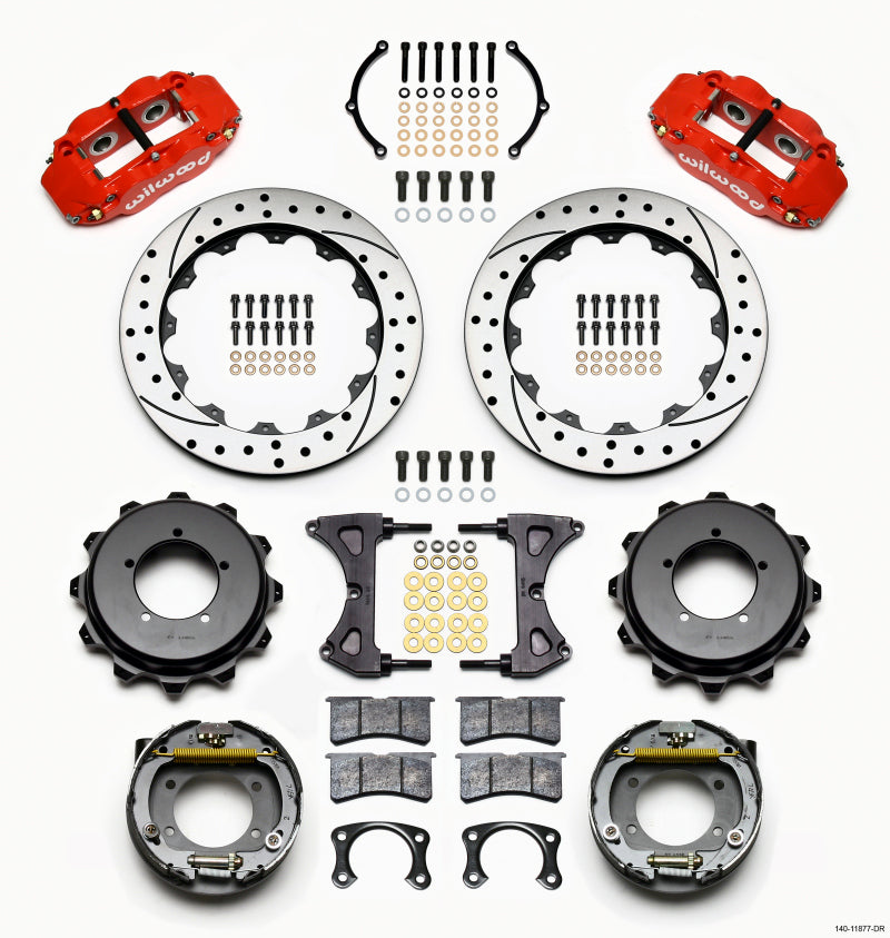Wilwood Narrow Superlite 4R Rear Kit 12.88in Red Speedway Eng Floater w/ New Style End Big Brake Kits Wilwood