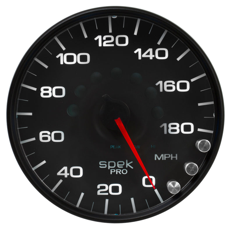 Autometer Spek-Pro Gauge Speedometer 5in 180 Mph Elec. Programmable Black/Black Gauges AutoMeter