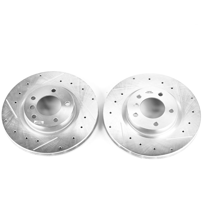 Power Stop 95-99 BMW M3 Front Evolution Drilled & Slotted Rotors - Pair Brake Rotors - Slot & Drilled PowerStop