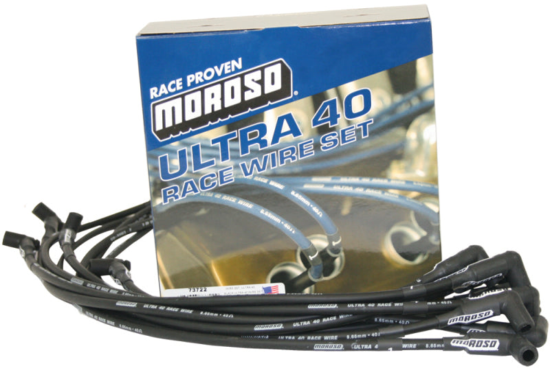 Moroso Chevrolet Small Block (Sprint Car) Ignition Wire Set - Ultra 40 - Unsleeved - HEI - Black Spark Plug Wire Sets Moroso