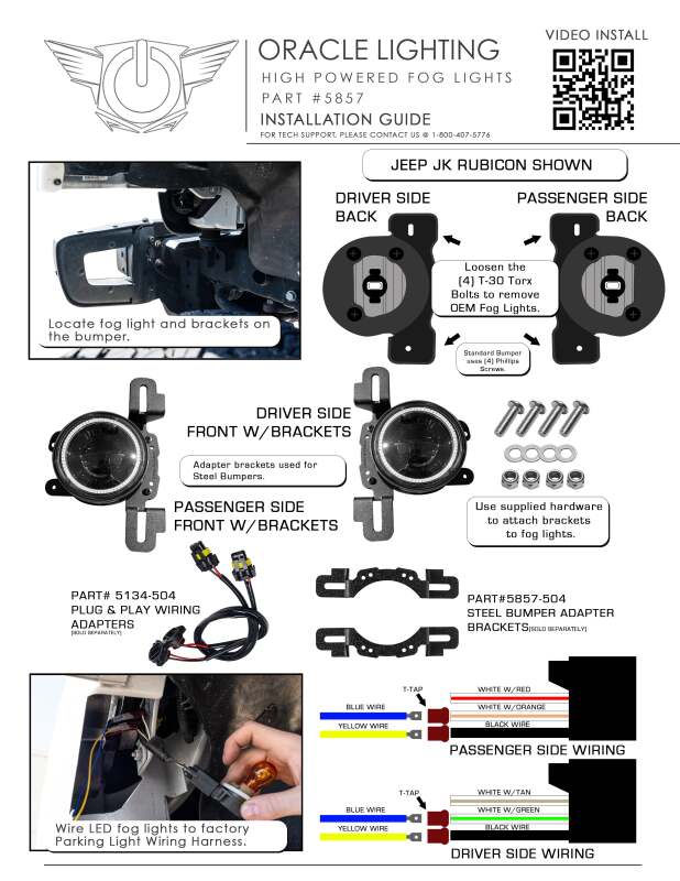 Oracle LED Fog Light Adapter Brackets for Steel Bumper Wrangler Brackets ORACLE Lighting