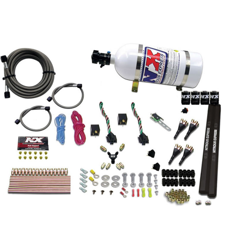 Nitrous Express 4 Cyl SX2 Nozzle Nitrous Kit (100-300HP x 2) w/10lb Bottle Nitrous Systems Nitrous Express