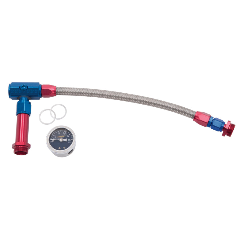 Russell Performance -6 AN to 3/8in Female NPT ProFlex Holley 4150 Dual Inlet Carb Kit (Red/Blue) Carburetor Fuel Inlet Kits Russell