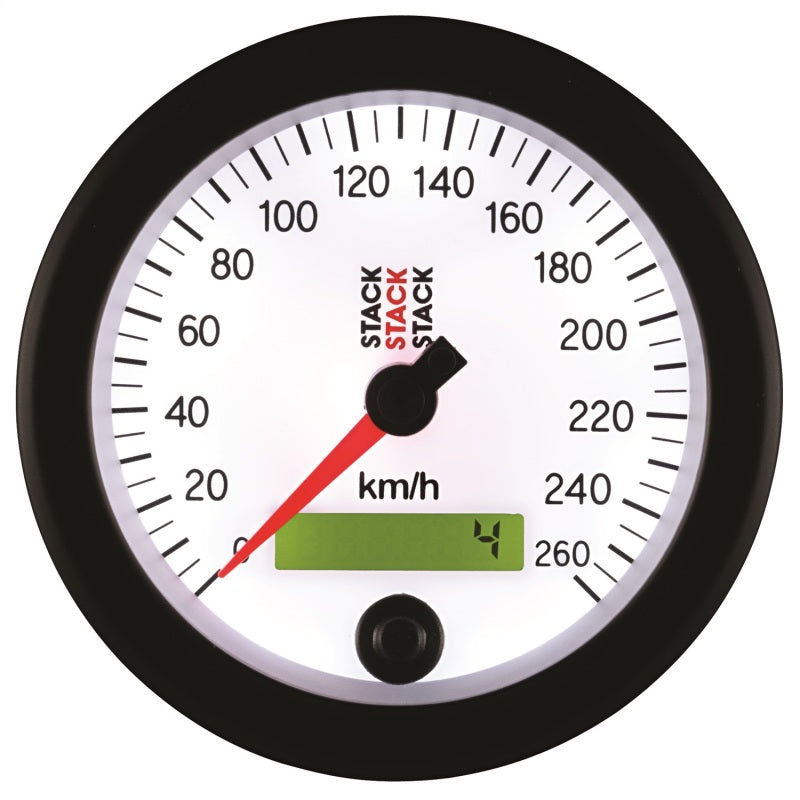 Autometer Stack Instruments 88MM 0-260 KM/H Programmable Speedometer - White Gauges AutoMeter
