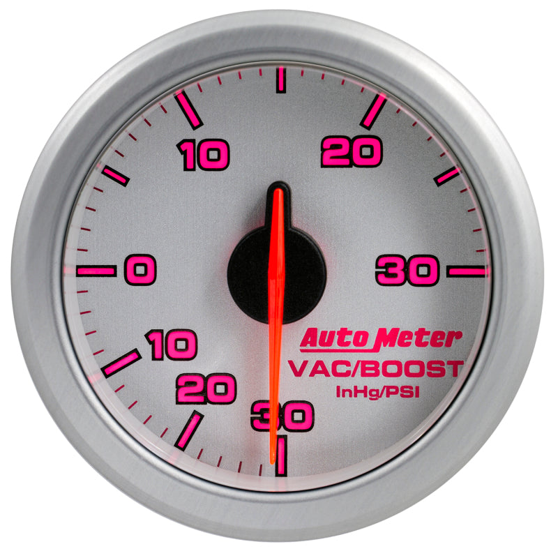 Autometer Airdrive 2-1/6in Boost/Vac Gauge 30in HG/30 PSI - Silver Gauges AutoMeter