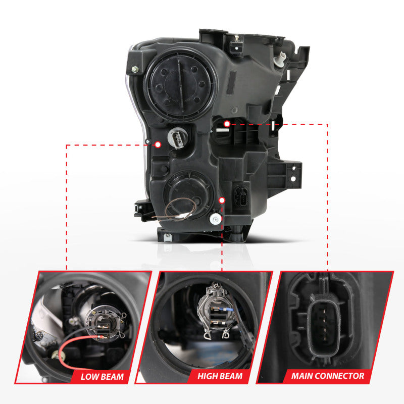 ANZO 2015-2017 Ford F-150 Projector Headlights w/ Plank Style Switchback Chrome w/ Amber Headlights ANZO