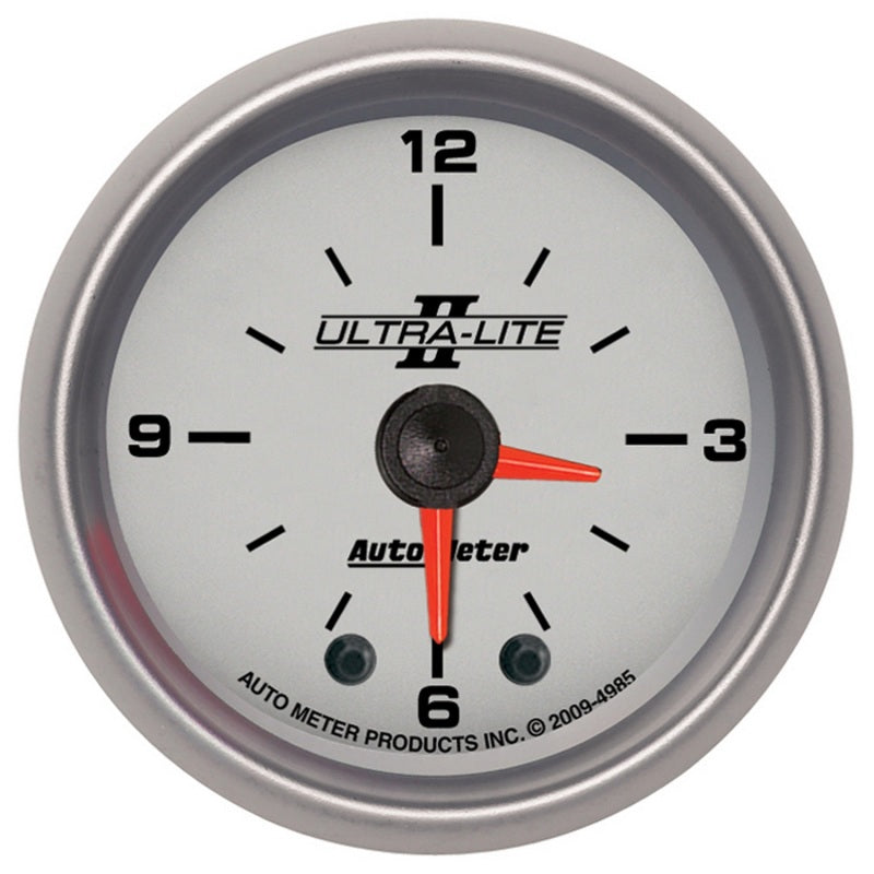 Autometer Ultra-Lite II 2in Illuminated Analog Full Sweep Electronic 12 Hour Clock Gauges AutoMeter