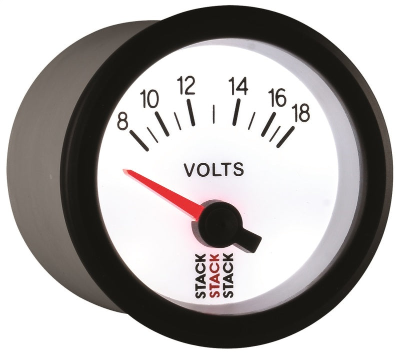 Autometer Stack 52mm 8-18V Electric Battery Voltage Gauge - White Gauges AutoMeter