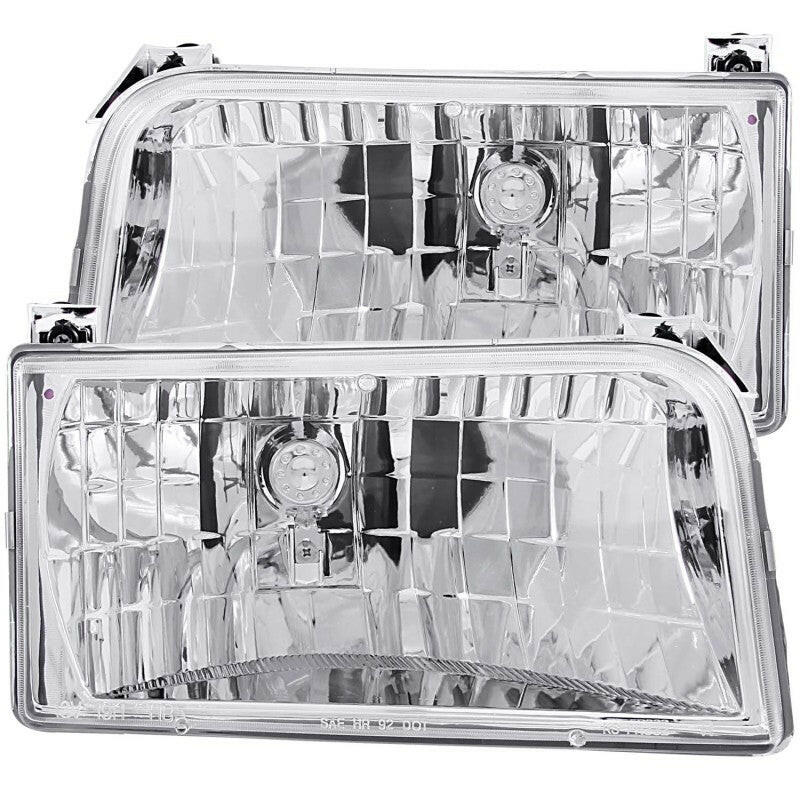 ANZO 1992-1996 Ford F-150 Crystal Headlights Chrome Headlights ANZO