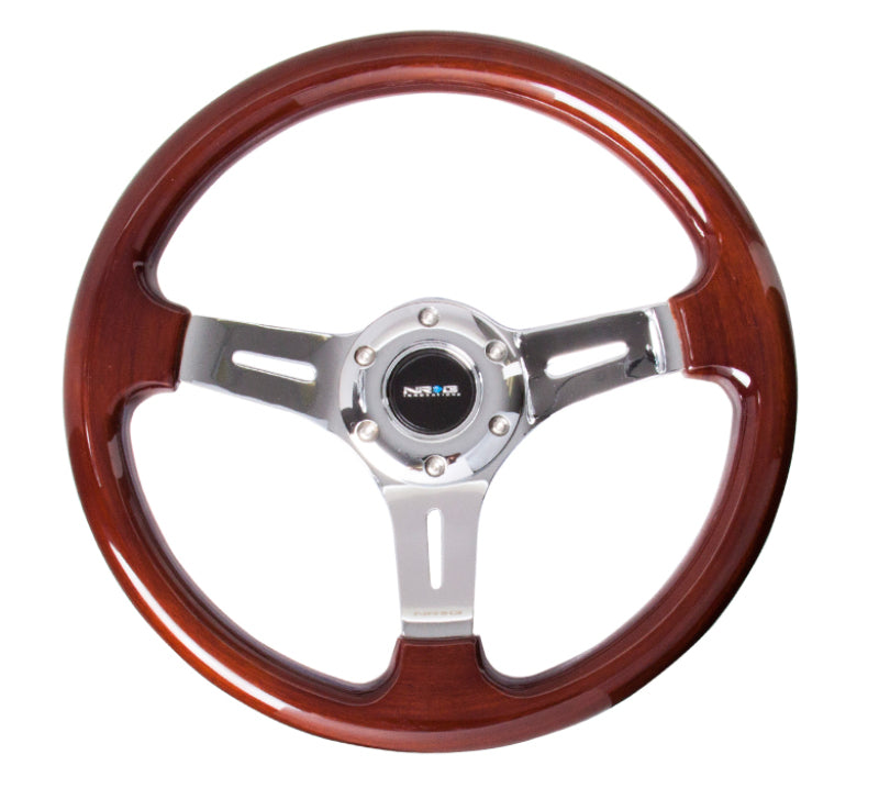 NRG Classic Wood Grain Steering Wheel (330mm) Wood Grain w/Chrome 3-Spoke Center Steering Wheels NRG