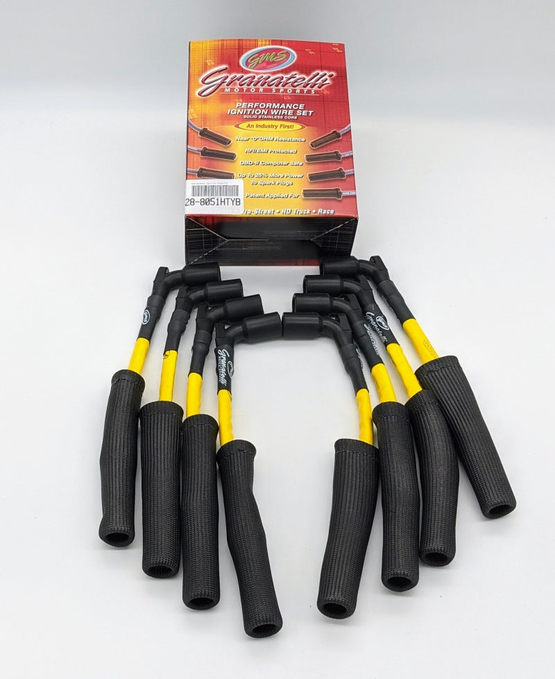 Granatelli 20-23 GM LT2 6.2L V8 Hi-Perf Coil-Near-Plug Wire Conn Kit w/Ylw Jacket/Blk Sleeve Spark Plug Wire Sets Granatelli Motor Sports