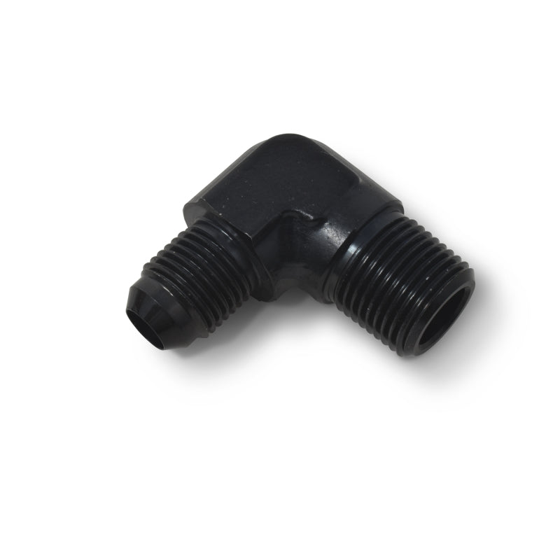 Russell Performance -6 AN to 3/8in NPT 90 Degree Flare to Pipe Adapter (Black) Fittings Russell
