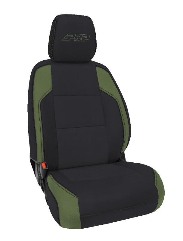 PRP 6-23 Toyota Tacoma Front Seat Covers (Pair) - Black/Olive Green Seat Covers PRP Seats