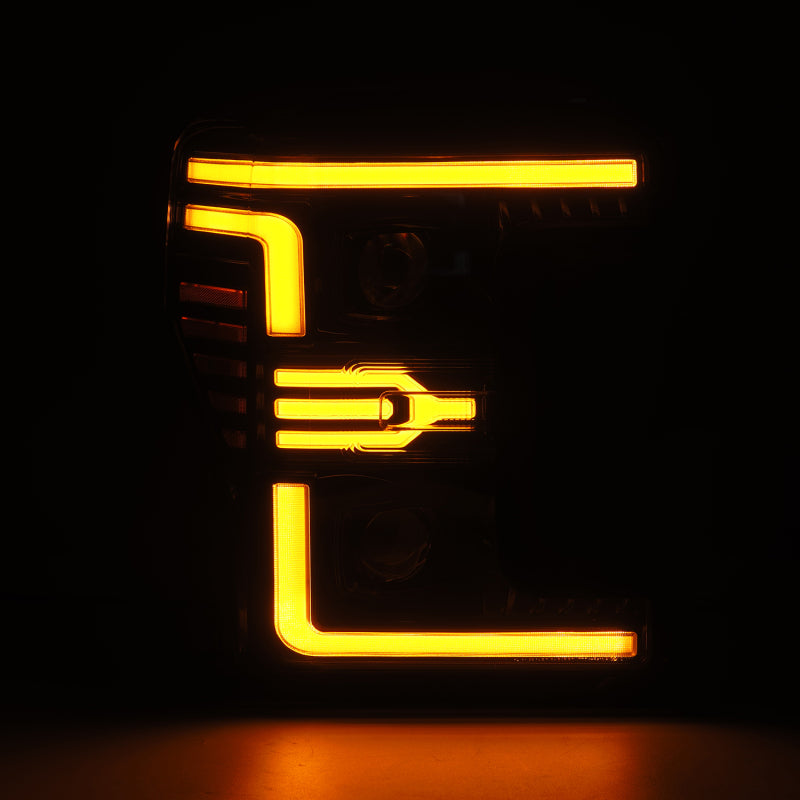 AlphaRex 17-19 Ford F-250/350/450/550 Super Duty LUXX-Series LED Proj Headlights Alpha-Blk SS/SBDRL Headlights AlphaRex