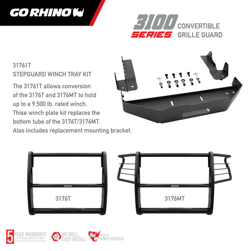 Go Rhino 19-20 Chevrolet Silverado 1500 3000 Extreme Series StepGuard - Textured Black Grille Guards Go Rhino