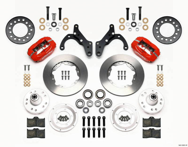 Wilwood Forged Dynalite Front Kit 11.00in Red 65-68 Chevy Impala -Drum Spindle Big Brake Kits Wilwood
