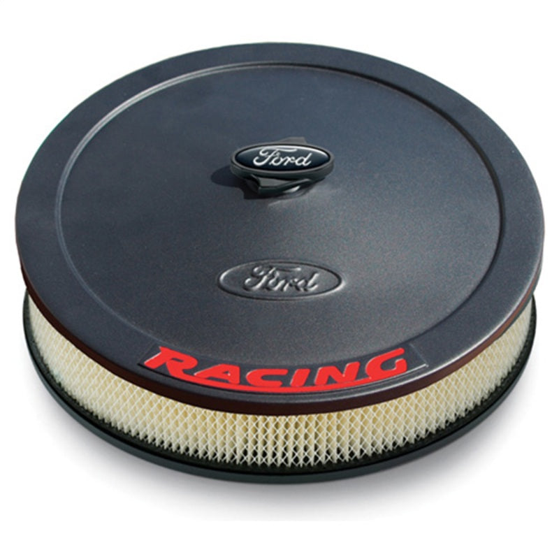 Ford Racing Air Cleaner Kit - Black Crinkle Finish w/ Red Emblem Air Filters - Universal Fit Ford Racing