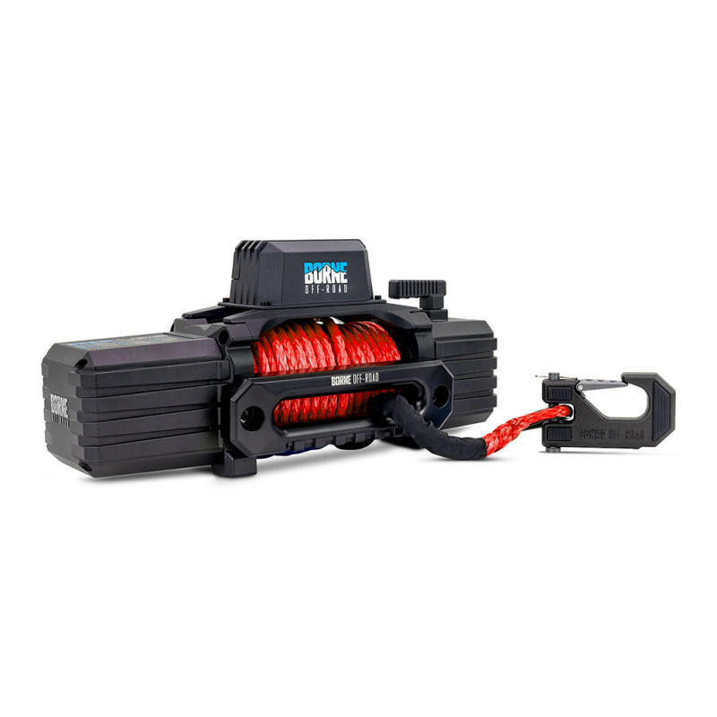 Borne Off-Road 12K Winch - Red Synthetic Rope Winches Borne Off-Road