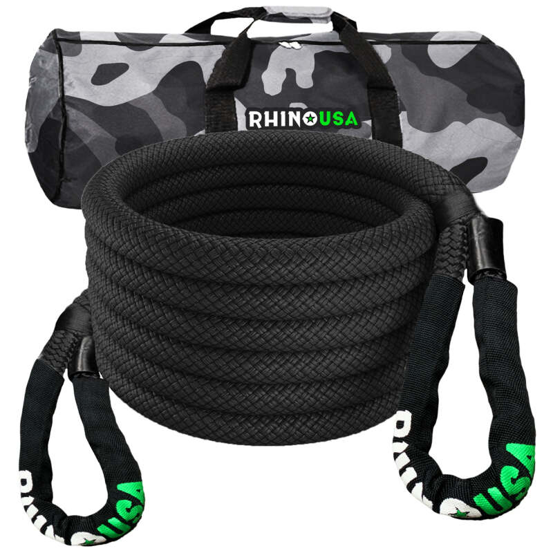 Rhino USA Kinetic Energy Recovery Rope (1.25In X 30Ft) Black Cargo Tie-Downs Rhino USA
