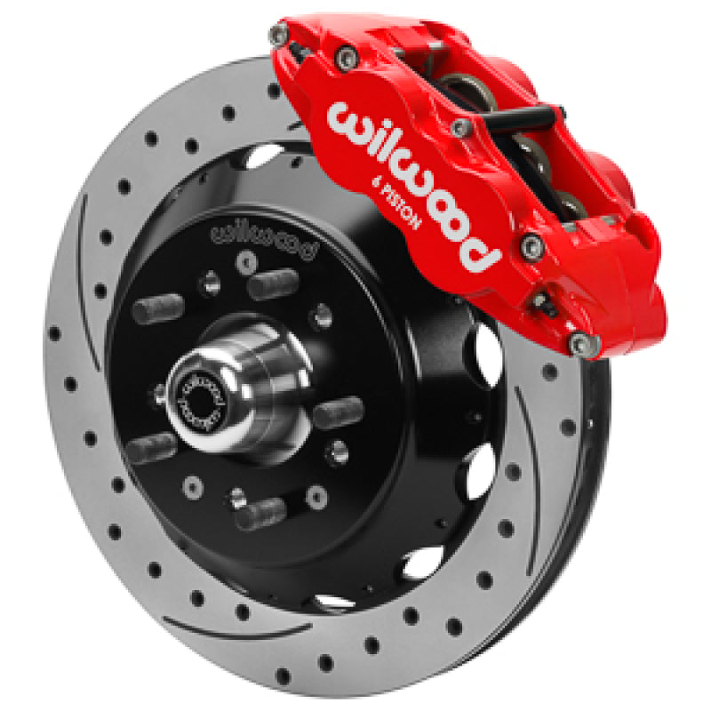 Wilwood Forged 6 Piston Red Superlite Caliper GT 48 Vane Spec37 Drilled & Slotted Rotor - 12.88x1.25 Big Brake Kits Wilwood