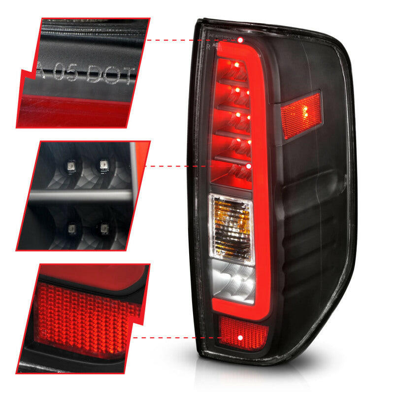 ANZO 2005-2021 Nissan Frontier LED Taillights Black Housing/Clear Lens Tail Lights ANZO