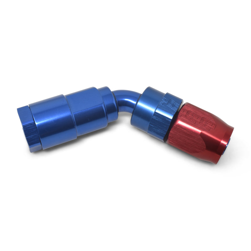 Russell Performance 3/8in SAE Quick Disc Female to -6 Hose Red/Blue 45 Degree Hose End Fittings Russell