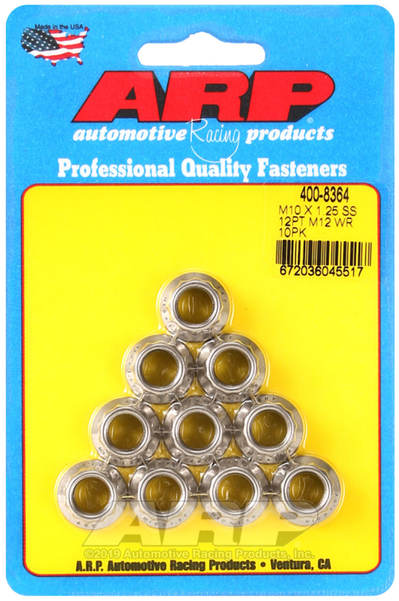 ARP M10 x 1.25 SS 12pt Nut Kit (10/pkg) Hardware Kits - Other ARP