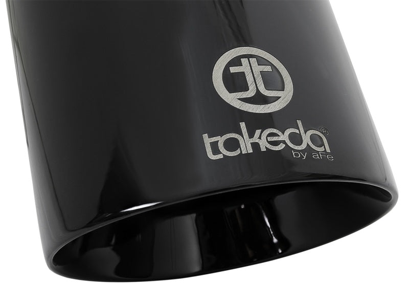 aFe Takeda 409 SS Clamp-On Exhaust Tip 2.5in. Inlet / 4.5in. Outlet / 9in. L - Black Tips aFe