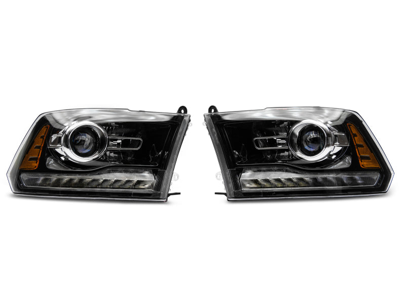 Raxiom 09-18 Dodge RAM 1500 LED Halo Headlights w/Switchback Turn Signals- Blk Housing (Clear Lens) Headlights Raxiom