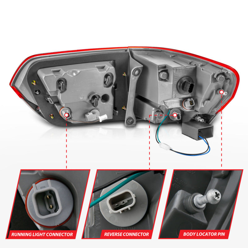 ANZO 2014-2016 Jeep Grand Cherokee LED Taillights Red/Clear Tail Lights ANZO