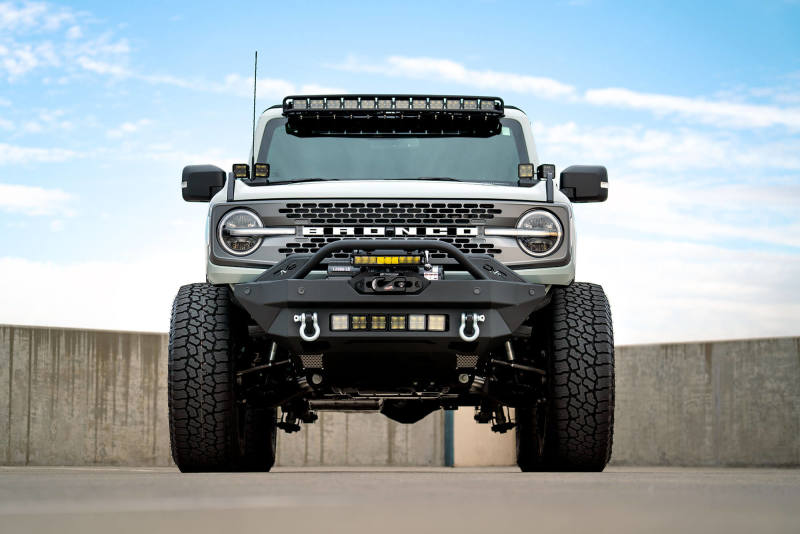 DV8 Offroad 2021+ Ford Bronco Modular Front Bumper Winch Capable w/ Auxiliary Light Mounts Bumpers - Steel DV8 Offroad