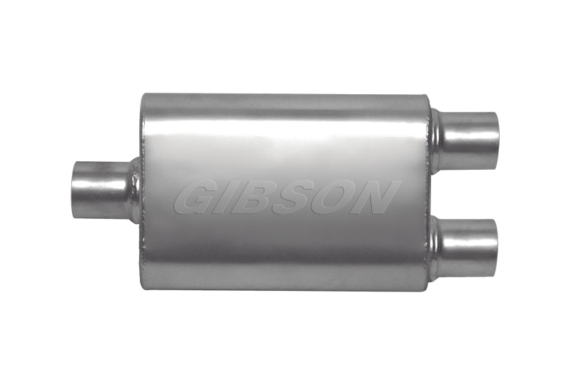 Gibson CFT Superflow Center/Dual Oval Muffler - 4x9x18in/3in Inlet/2.5in Outlet - Stainless Muffler Gibson