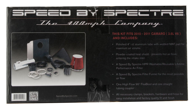 Spectre 10-11 Chevy Camaro V6-3.6L F/I Air Intake Kit - Clear Anodized w/Red Filter Cold Air Intakes Spectre