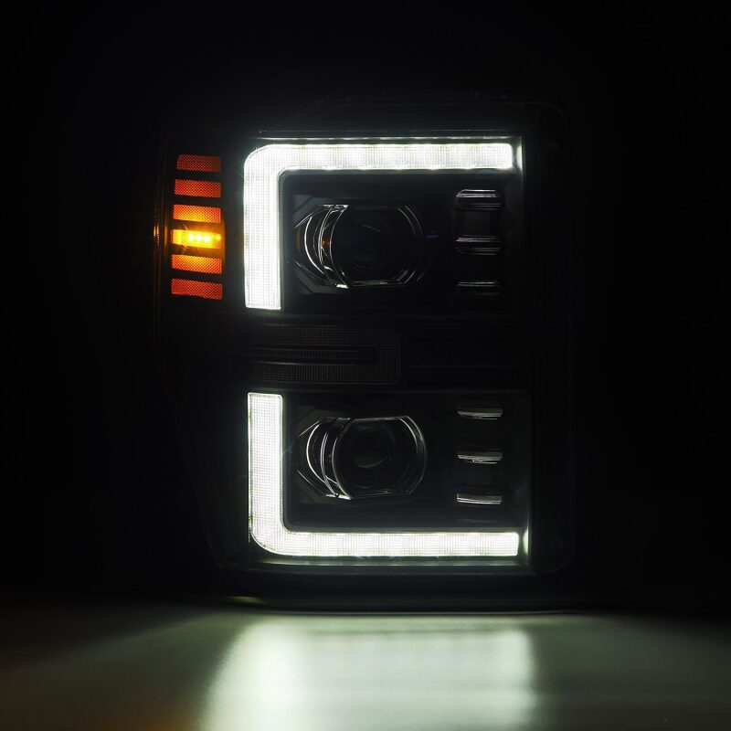 AlphaRex 08-10 Ford F250-550 LUXX-Series LED Projector Headlights Black w/Activ Light/Seq Signal Headlights AlphaRex