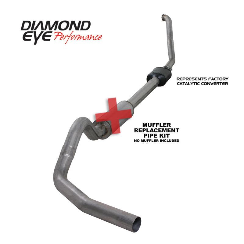 Diamond Eye KIT 4in TB MFLR RPLCMENT PIPE SGL SS 94-97 7 3L F250/F350 PWRSTROKE NFS W CARB EQIV STDS Resonators Diamond Eye Performance