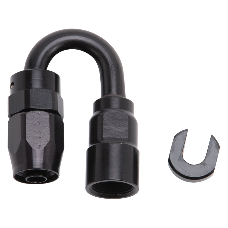 Russell Performance 5/16in SAE Quick Disc Female to -6 Hose Black 180 Degree Hose End Fittings Russell
