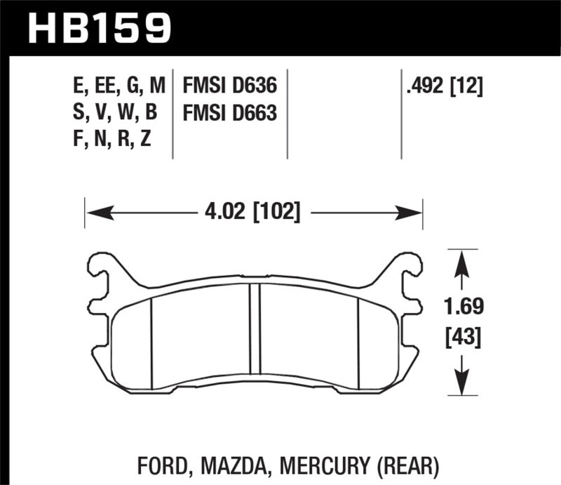 Hawk 94-05 Miata / 01-05 Normal Suspension Blue 9012 Race Rear Brake Pads (D636) Brake Pads - Racing Hawk Performance