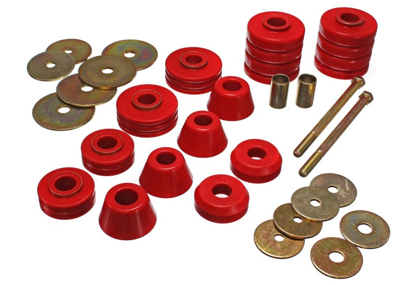 Energy Suspension 67-72 GM 3/4 Ton C-20/C2500 / 1 Ton C-30/C3500 2WD Red Body(cab) Mount Set Bushing Kits Energy Suspension
