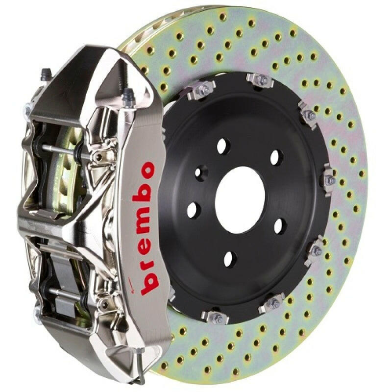 Brembo 05-11 A6 3.2L Front GTR BBK 6 Piston Billet380x34 2pc Rotor Drilled- Nickel Plated Brake Kits - Performance Slot Brembo