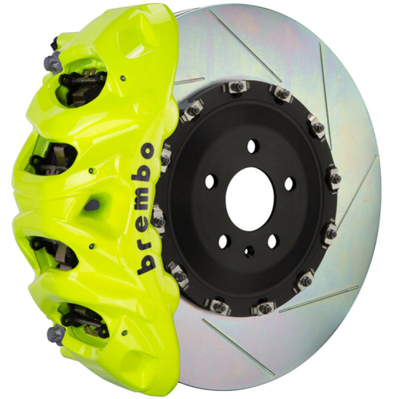 Brembo 17-20 F150 Raptor Front GT BBK 8 Piston Cast 412x38 2pc Rotor Slotted Type-1- Fluo. Yellow Brake Kits - Performance Slot Brembo